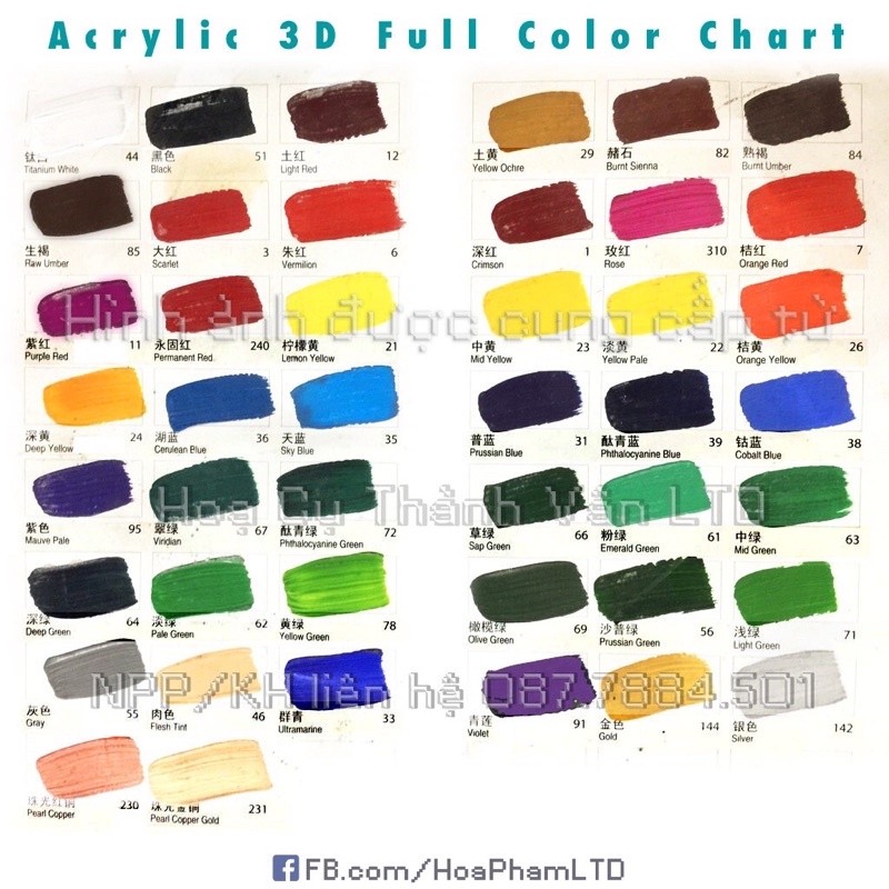 Màu Acrylic 3D 25ml [CHÍNH HÃNG] - 16 màu vẽ giày / vẽ vải / vẽ tường / vẽ canvas / vẽ toan / decor trang trí