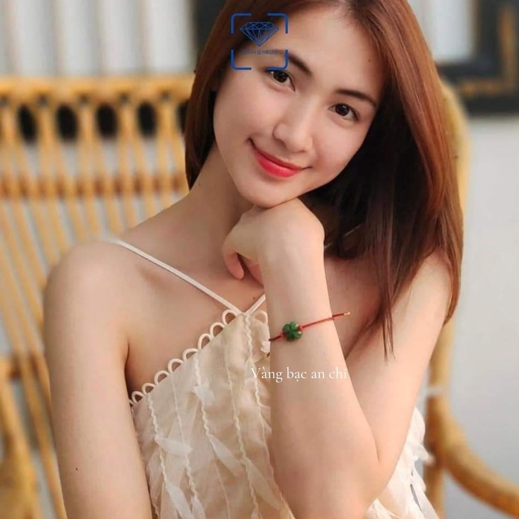 Vòng tay cỏ 4 lá đá ngọc sơn thủy mệnh mộc / hỏa Anchi jewelry