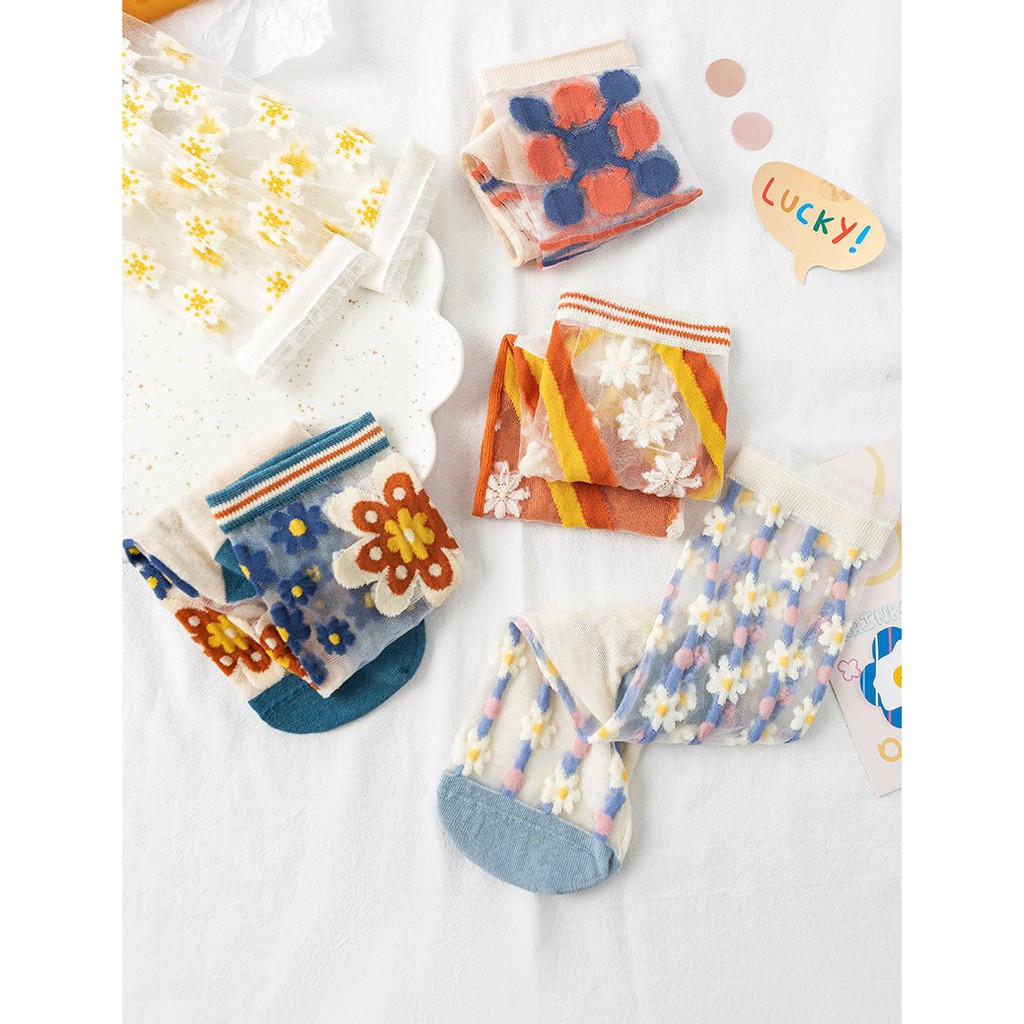 Vớ, TẤT lụa thủy tinh nữ  dễ thương VINTAGE 03