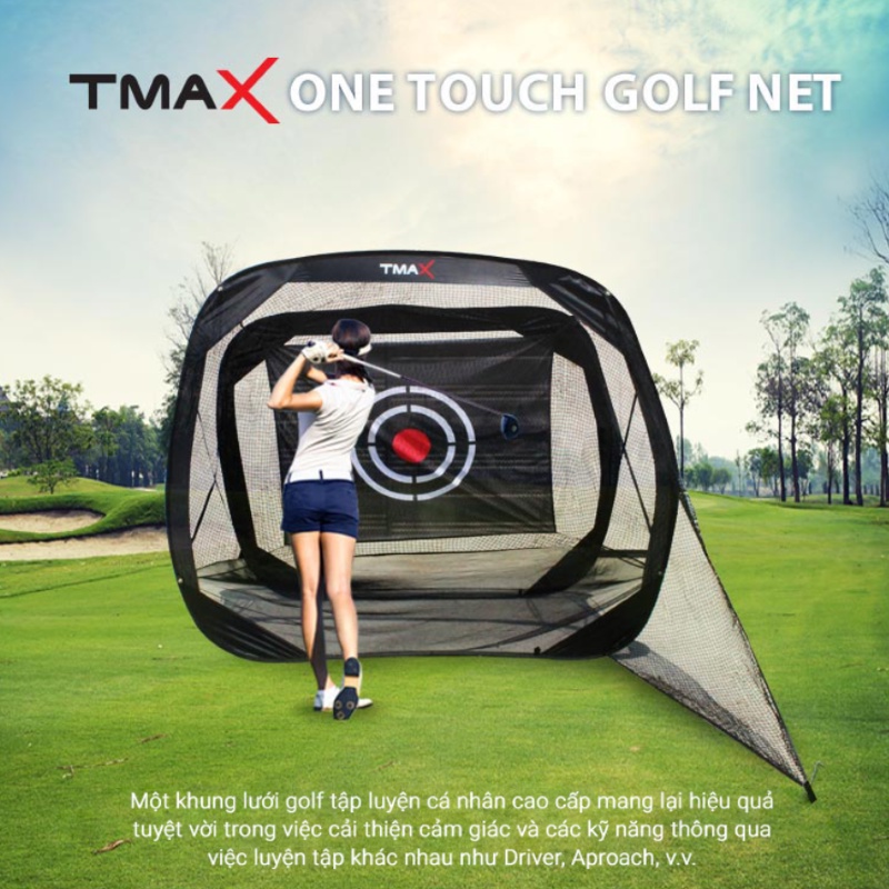 Khung Tập Golf, Lưới Đánh Swing 2.14x2.14x1.22m Cao Cấp TMAX dễ dàng tháo lắp, di chuyển