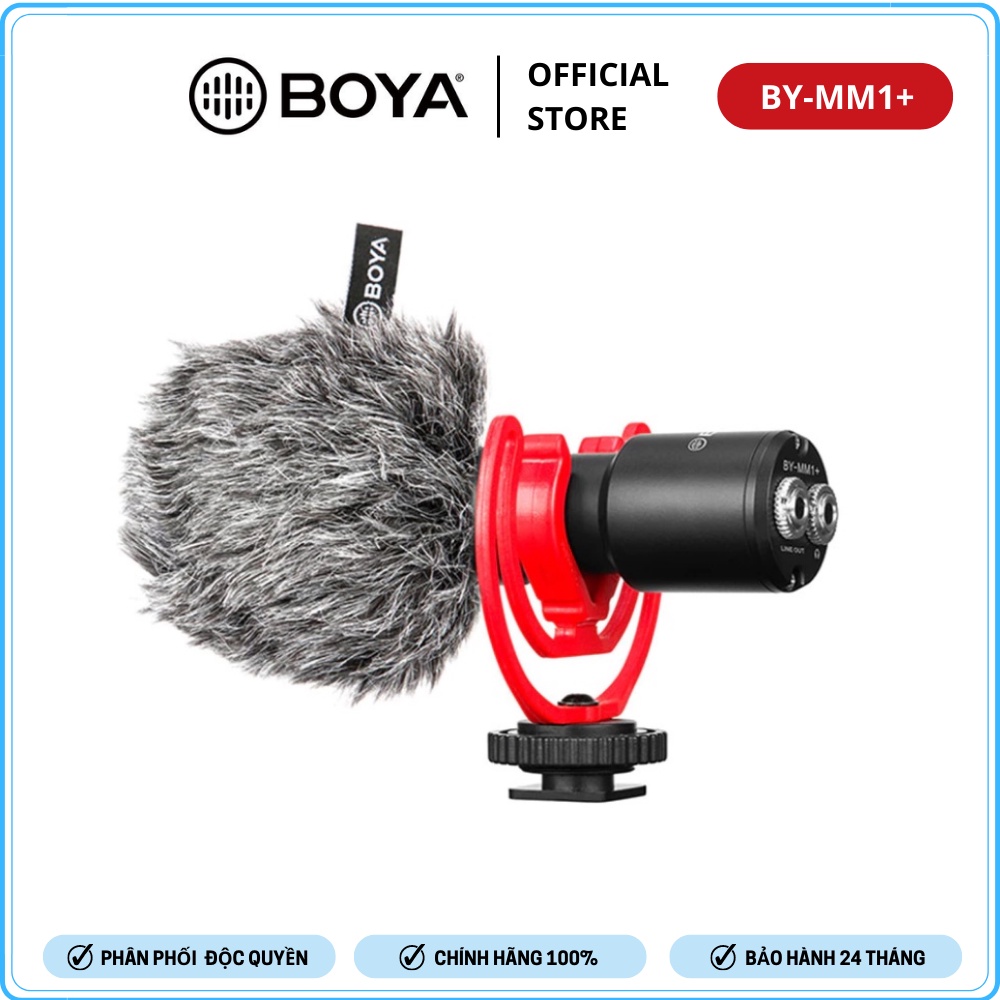 BOYA BY-MM1+ - Micro thu âm cổng 3.5mm dành cho Điện thoại và Máy ảnh