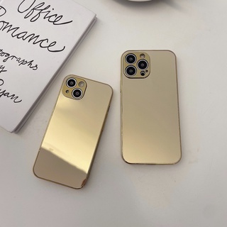 Ốp Điện Thoại Tráng Gương Viền Mạ Vàng Thời Trang Cho Iphone 14 13 12 11 Pro Max X XR XS Max 7 8 Plus