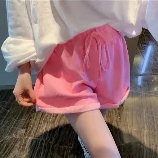 Jiashucheng Quần Short Thể Thao Lưng Thun Ống Rộng Thời Trang Năng Động Cho Nữ