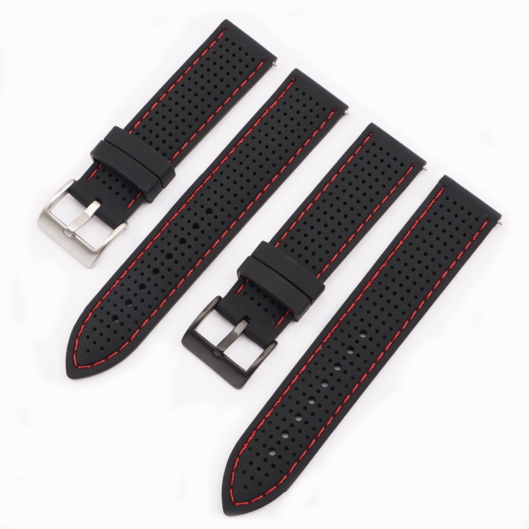 YIFILM Dây Đeo Cao Su Silicone Khóa Đen 18mm 20mm 22mm 24mm Cho T-Missot O-mega