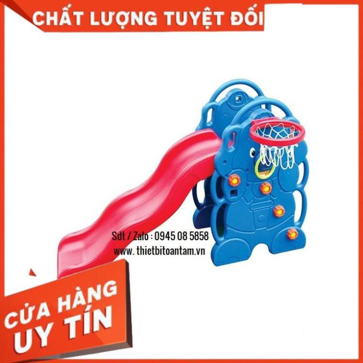 hàng chất lượng -  Cầu trượt con voi trong nhà có bóng rổ cho bé vui chơi PP cao cấp