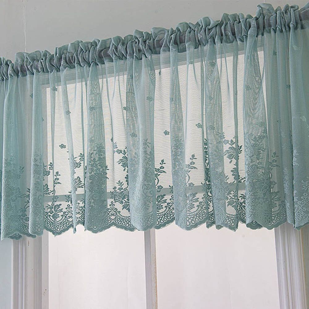 Rèm cửa sổ ngắn thêu hoa viền ren hiện đại trang trí nhà cửa xinh xắn