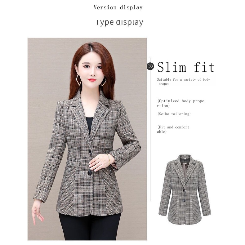 Áo Khoác Blazer Ngắn Họa Tiết Kẻ Sọc Thời Trang Thu Đông Mới 2022