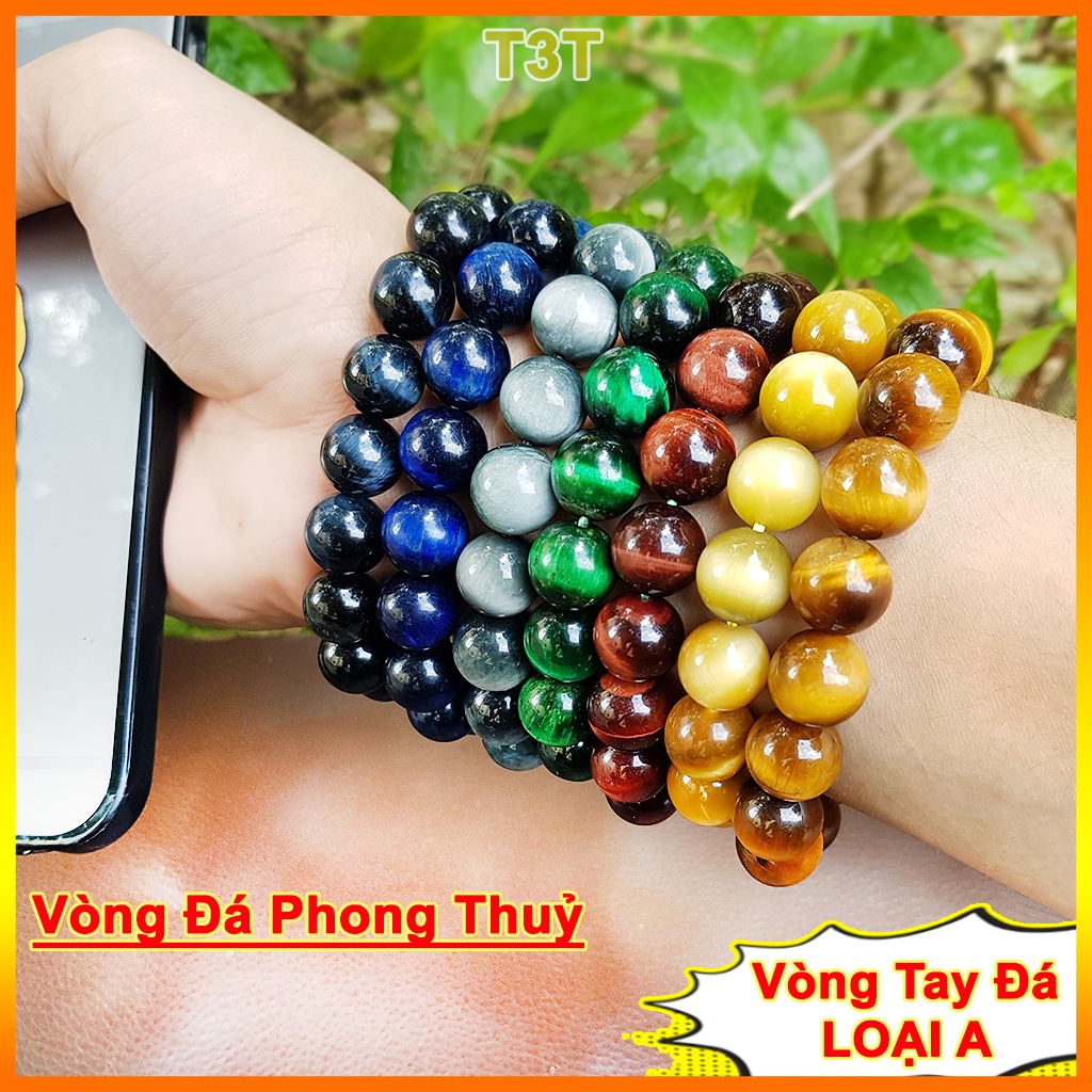 Vòng tay đá phong thuỷ cho nam nữ mệnh kim mộc thuỷ thổ hoả, Vòng đá có đủ các size và tặng kèm dây dự phòng - T3T