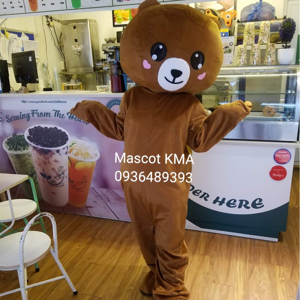 Mascot Gấu Brown - Tặng kèm áo làm mát - Quần áo hoá trang