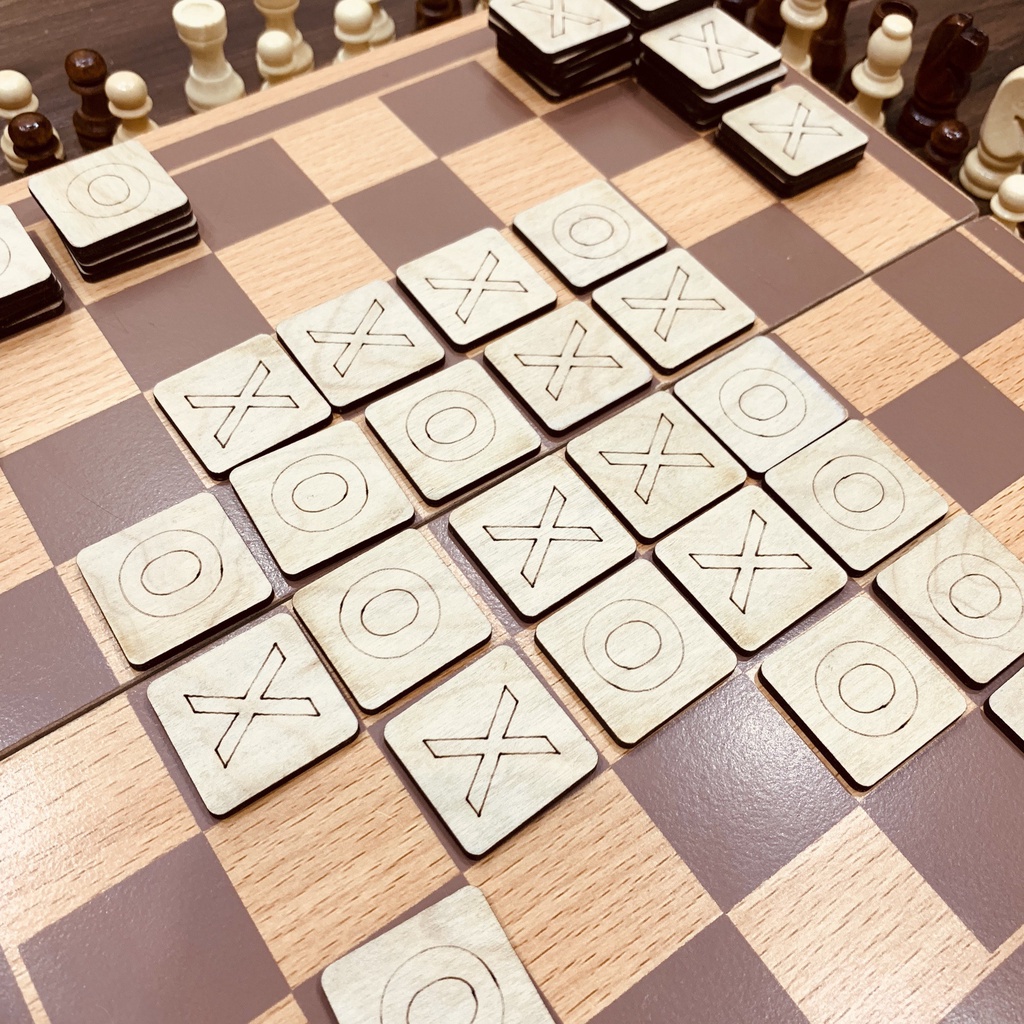 Đồ Chơi Giải Trí Benrikids Boardgame 2 Trong 1 Cờ Caro Kết Hợp Cờ Vua Bằng Gỗ Bàn Cờ Kiêm Hộp Đựng Tiện Lợi