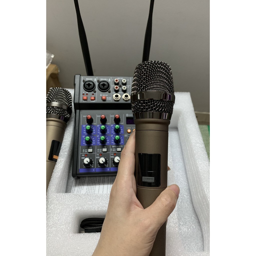 Bộ Mixer Yamaha G4 USB - Mixer Chuyên Karaoke, Livestream, Thu Âm Cao Cấp - Tặng Kèm 2 Micro Không Dây