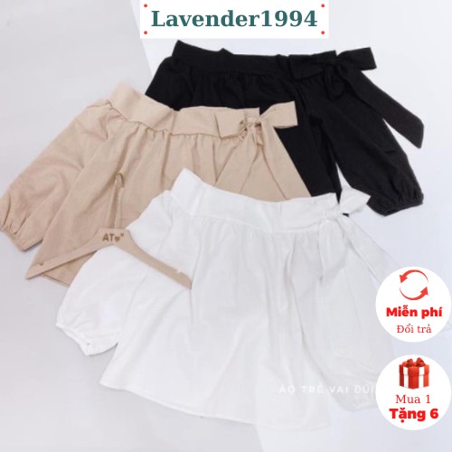 Áo trễ vai nơ vai 3 màu ( đen, trắng, be) - Lavender 1994