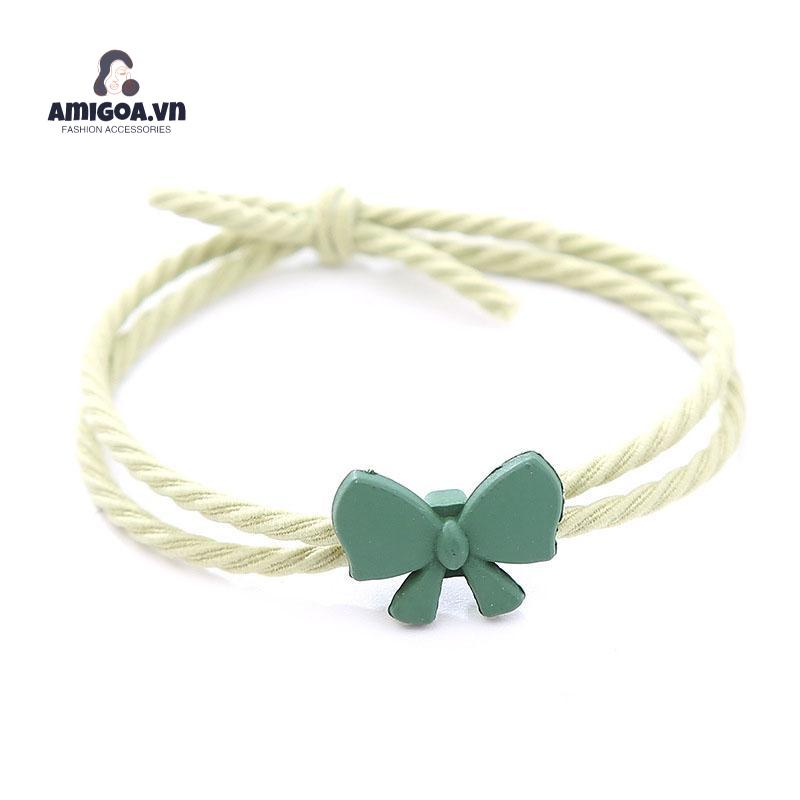 Dây Thun Cột Tóc Bằng Cao Su Bọc Vải Phối Da Kiểu Hoạt Hình Dành Cho Bé Gái