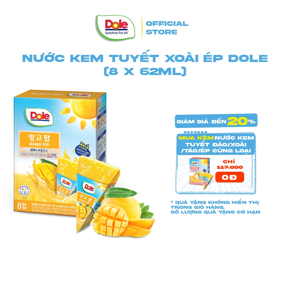 (Mua hộp thứ 2 0Đ) Nước Kem Tuyết Xoài Ép Dole (8 x 62ml)