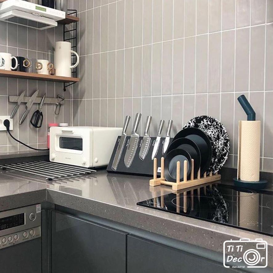 Giá phụ kiện bằng gỗ FREESHIP Trang trí bếp, ngăn kệ bát dĩa, đạo cụ chụp ảnh - Titi Decor