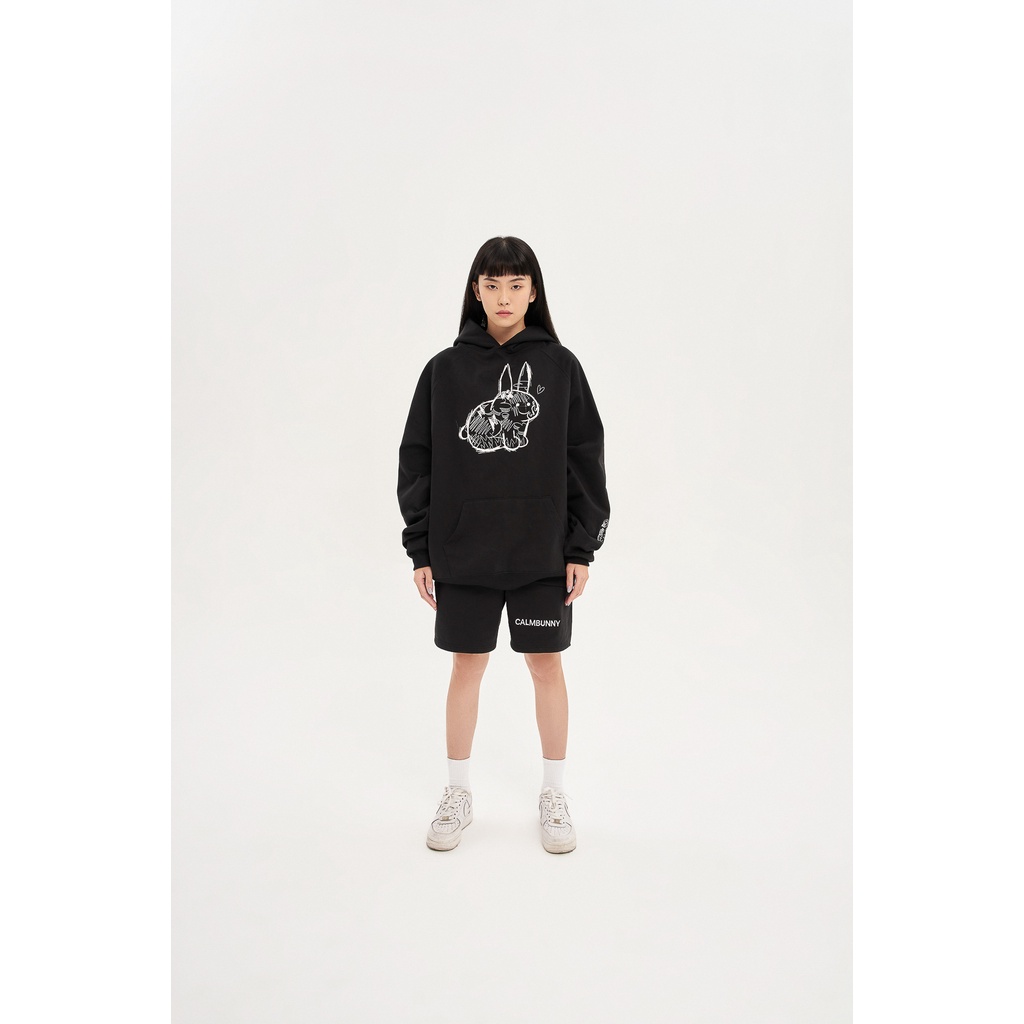 Áo hoodie tay dài CALMBUNNY nam nữ đẹp form rộng đen DARK CHOCO