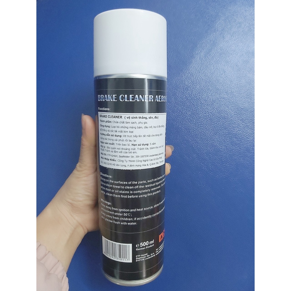 Chai vệ sinh đĩa phanh, bố phanh, nhông sên Bluechem Brake Cleaner Aerosol 500ml