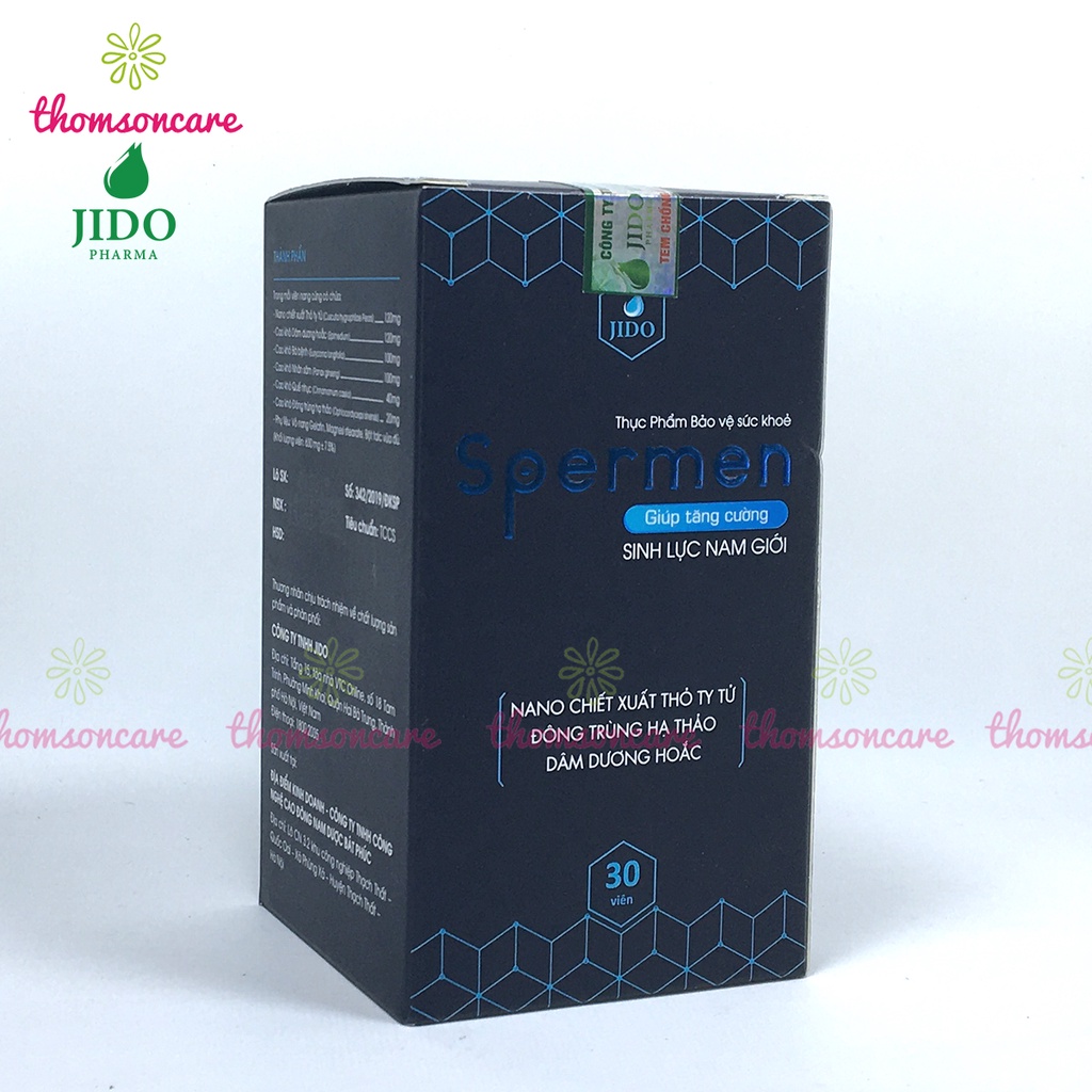 Spermen - Hỗ trợ tăng chất lượng khỏe tinh trùng, tăng cường sinh lý nam từ Đông trùng hạ thảo Hộp 30 viên