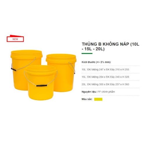 Xô nhựa tròn kiểu thùng sơn,dùng đựng nước đựng gạo, nhựa PP màu trắng, vàng, xanh dương (Không Nắp)
