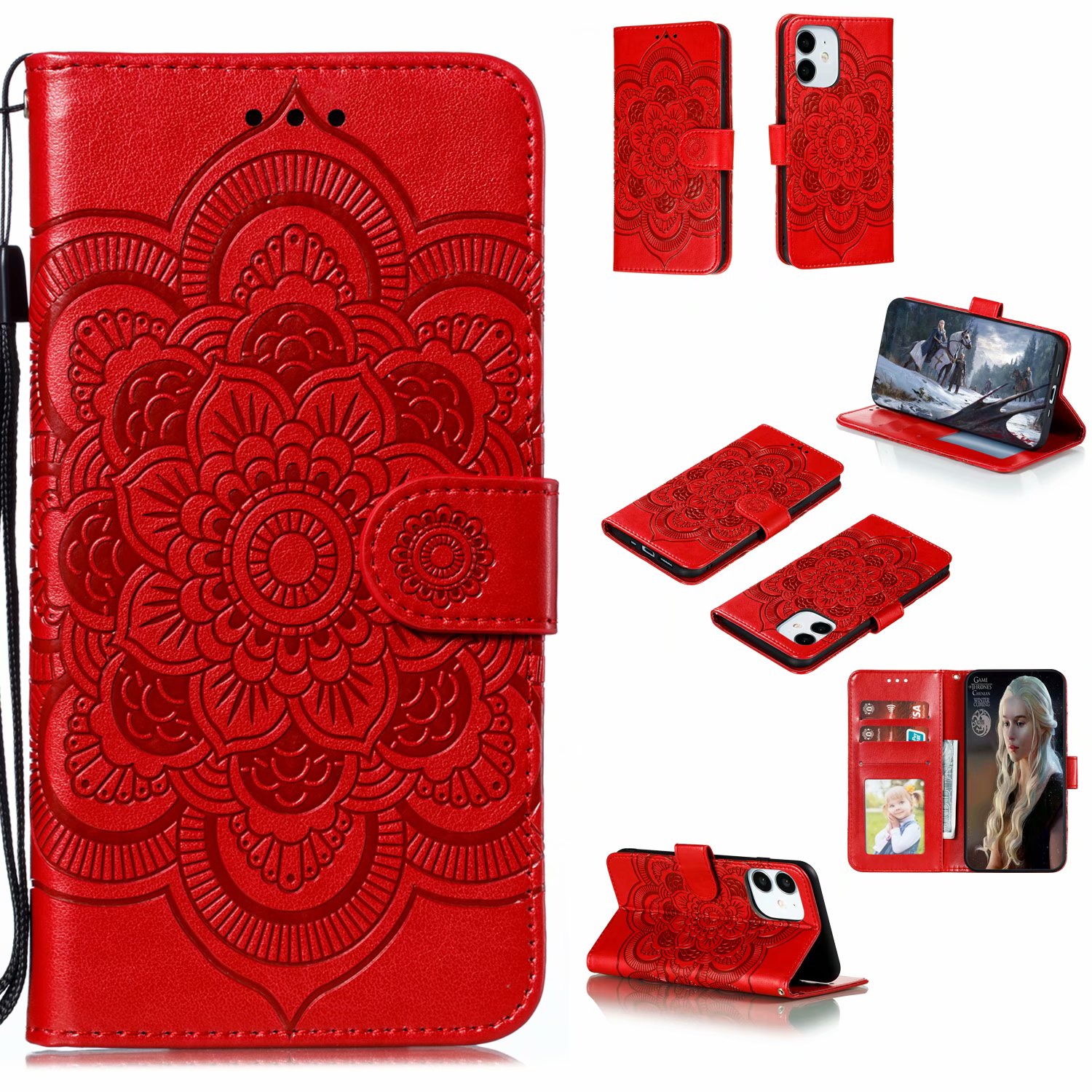 MANDALA Bao Da Dập Nổi Sang Trọng Họa Tiết Hoa Cách Điệu Cho Iphone 12 Mini Pro Max | BigBuy360 - bigbuy360.vn