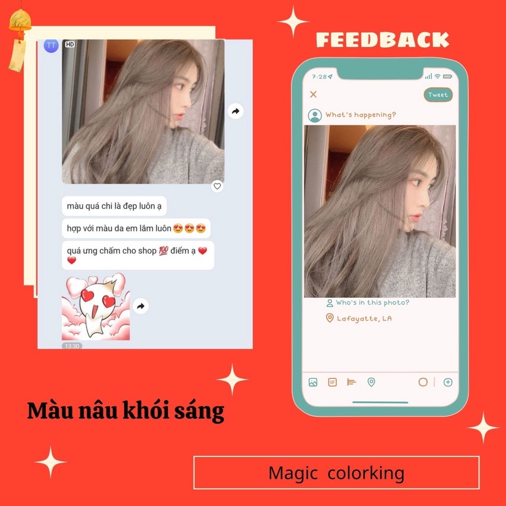 Thuốc nhuộm tóc Nâu khói sáng không tẩy COLORKING-CAITU