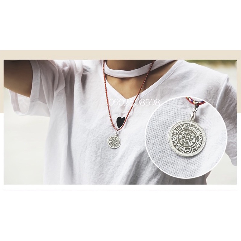 Mặt dây chuyền Hoàng Thần Tài Dzambala và Chủng Tử Kalachakra Bạc S999