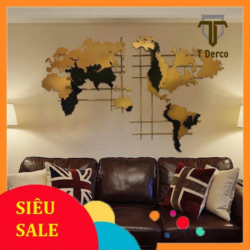 Đồ Trang Trí Tranh Sắt Treo Tường Nghệ Thuật, Tranh Decor Trang Trí Bản Đồ Mã B602