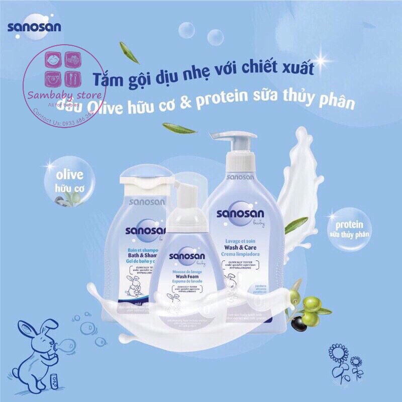 Sữa tắm gội baby Oliver hữu cơ Sanosan 200ml/ 500ml Chính Hãng