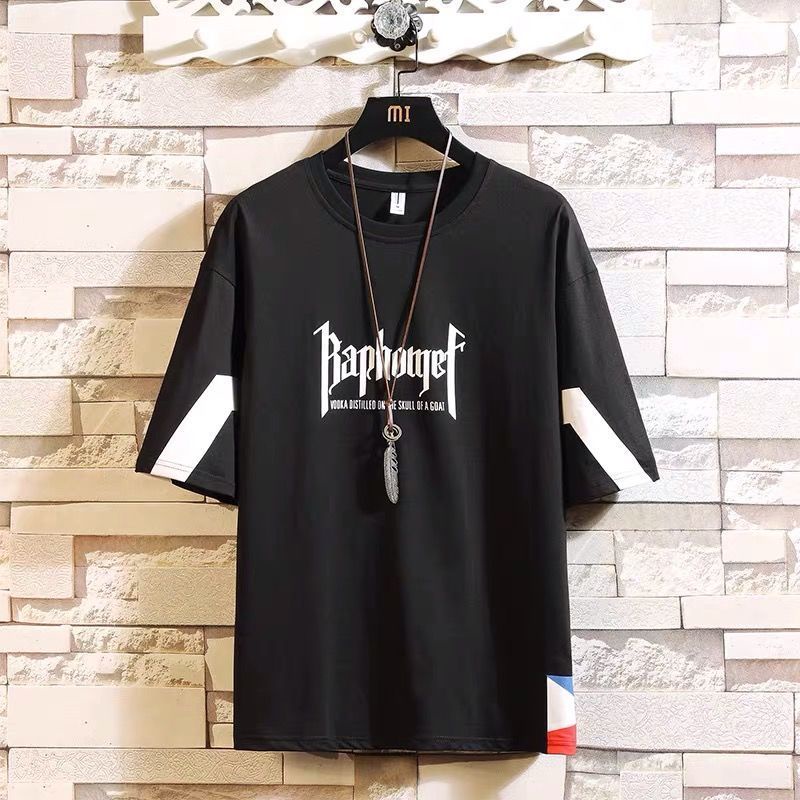 Áo Thun Ngắn Tay Cổ Tròn Dáng Rộng Phong Cách Hip Hop Hàn Quốc Cá Tính Cho Nam