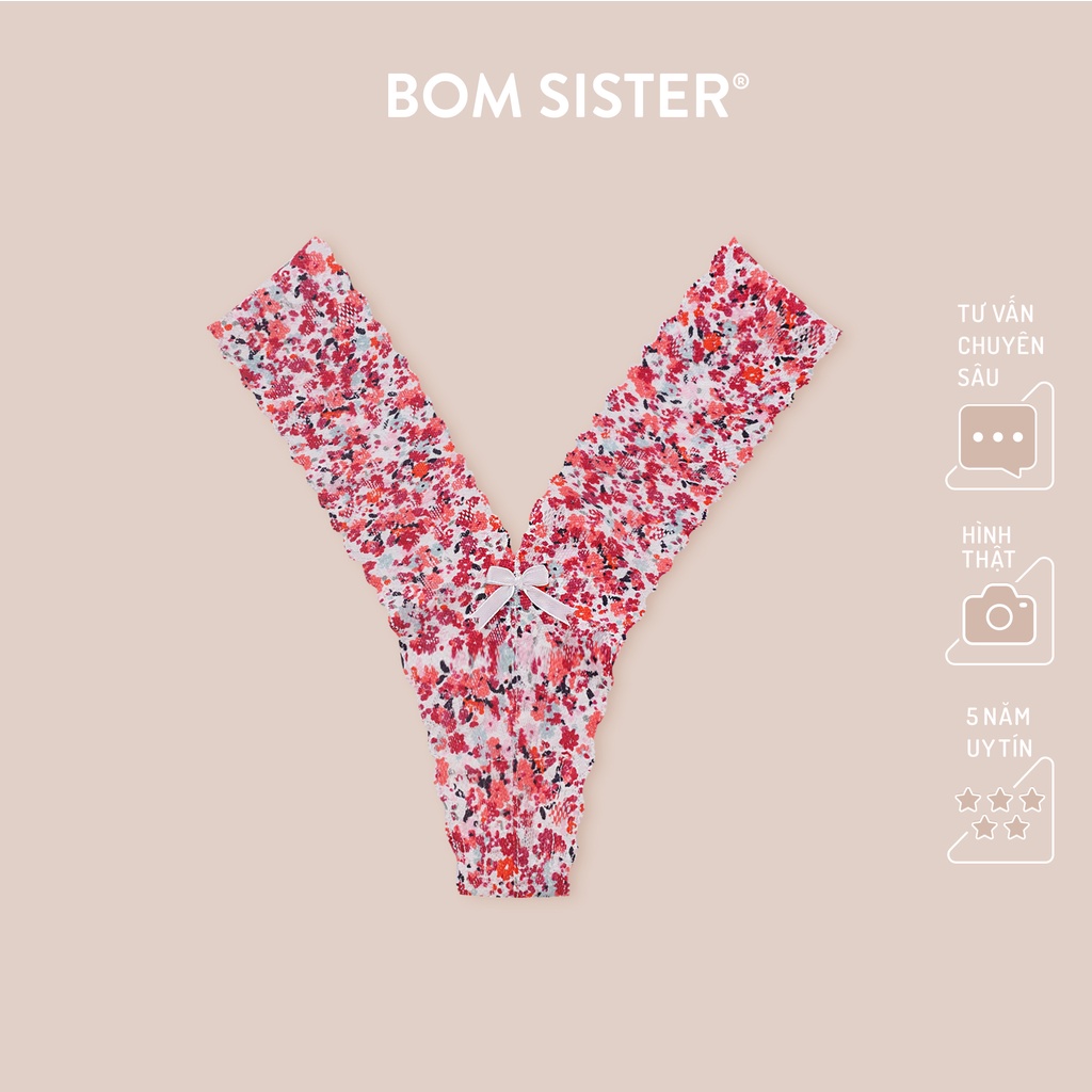 [Mã FARSBRBOM30 giảm 10% đơn 99K] Quần lót lọt khe lưới bèo họa tiết hoa dáng chữ Y BOM SISTER Q0001