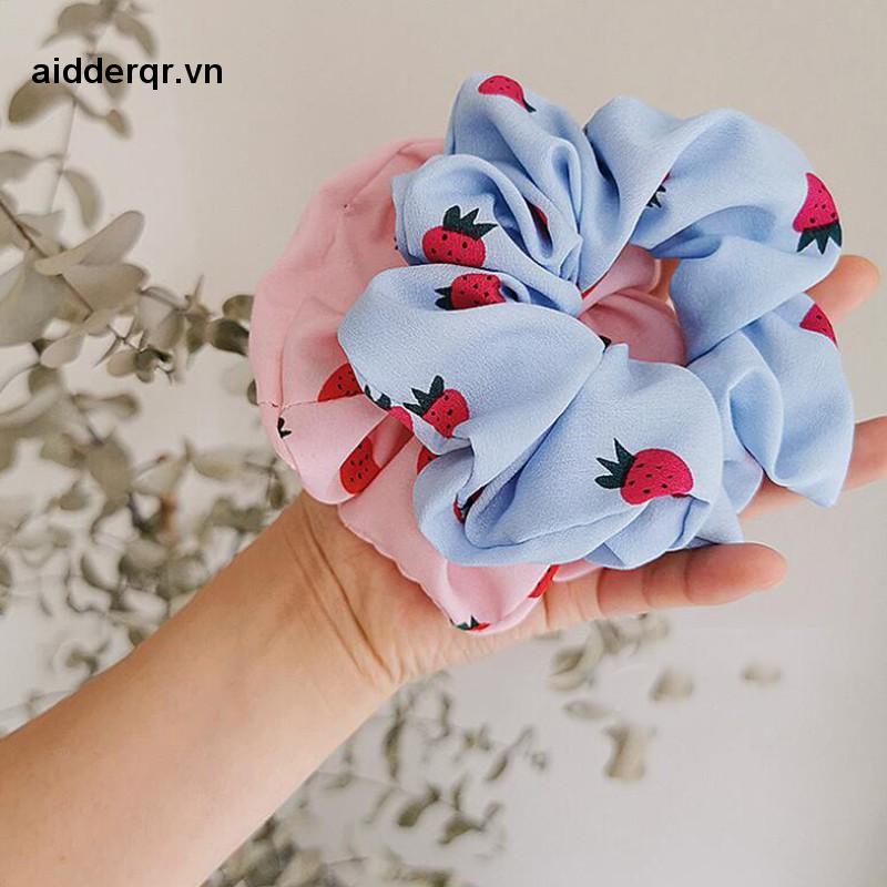 🌸🌸Dây buộc tóc, cột tóc vải scrunchies quả dâu siêu đẹp