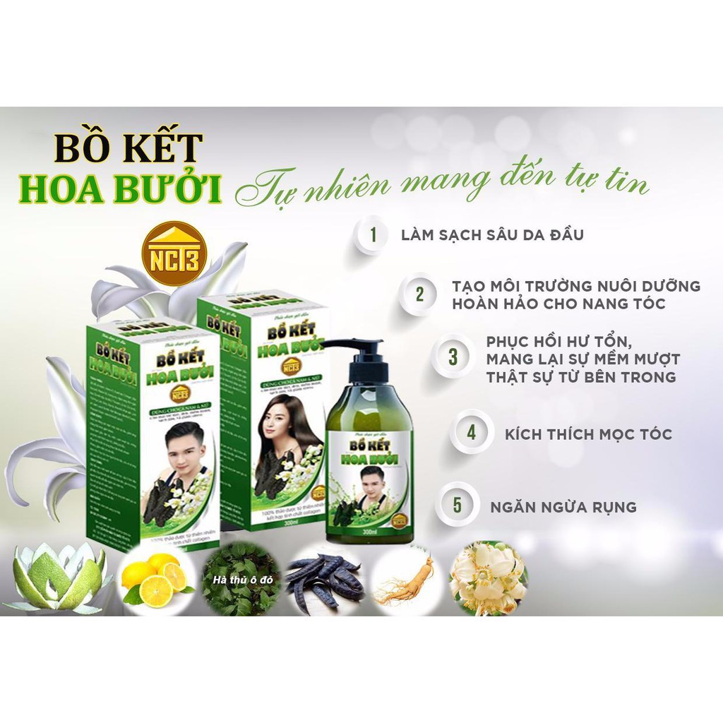 Dầu gội thảo dược BỒ KẾ HOA BƯỞI NCT3 (300ml) | BigBuy360 - bigbuy360.vn