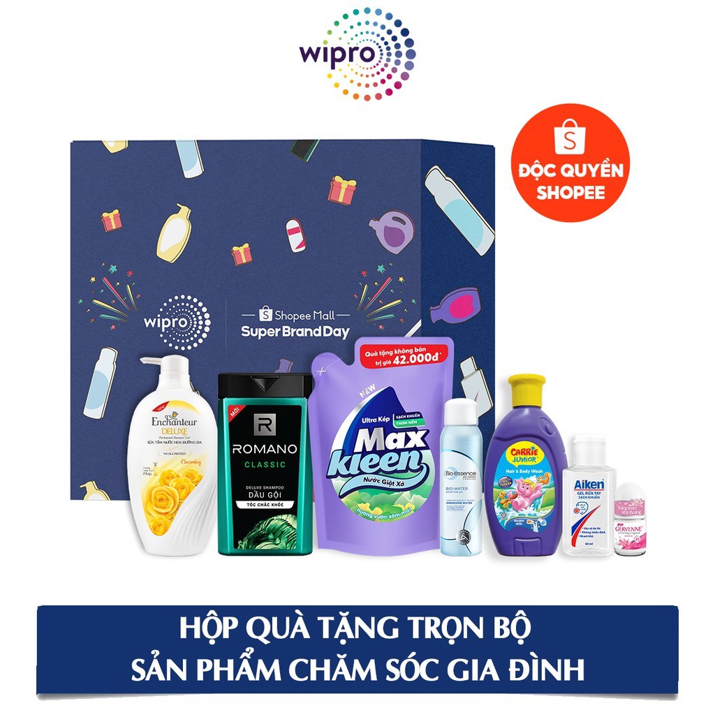 Wipro Family Box - Hộp Quà Tặng Trọn Bộ Sản Phẩm Chăm Sóc Gia Đình (Enchanteur, Romano, MaxKleen, Bio-essence)