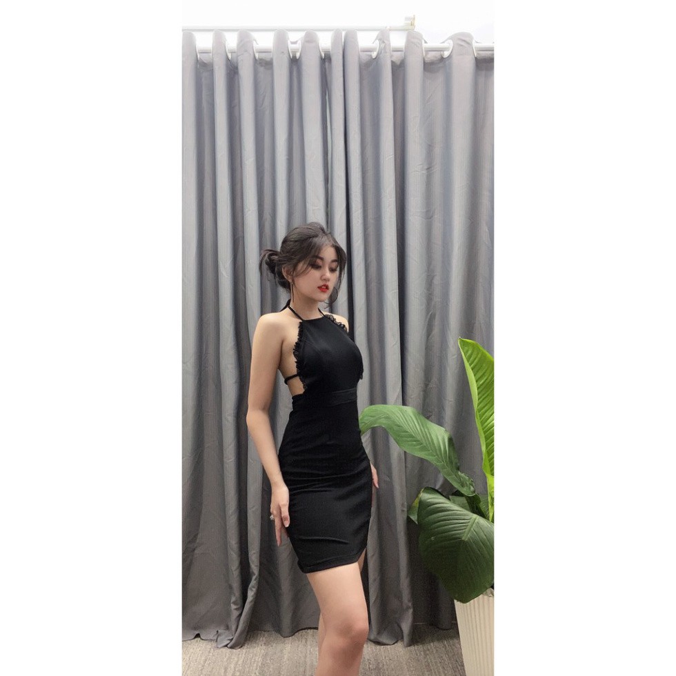 🎁 FREE SHIP 🎁 Đầm yếm hở lưng cột dây nơ , phối viền ren yếm - D99481 ✔️hienphamstore✔️