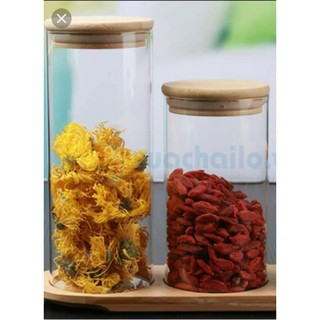 Lọ thủy tinh borosilicate nắp gỗ 1lit