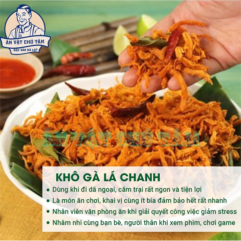 khô gà lá chanh 300gr , đồ ăn vặt handmade Chú Tâm đặc sản Đà Lạt, khô gà thơm ngon vị gia truyền đảm bảo vệ VSATTP | BigBuy360 - bigbuy360.vn