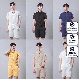 [Kaki.vn] Bộ đũi nam mặc hè chất đũi cao cấp cộc tay phong cách