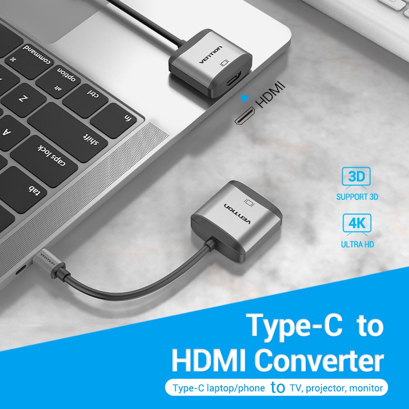 Cáp chuyển đổi VENTION USB C sang HDMI hỗ trợ 4K 30Hz 3D cho HDTV Samsung S9