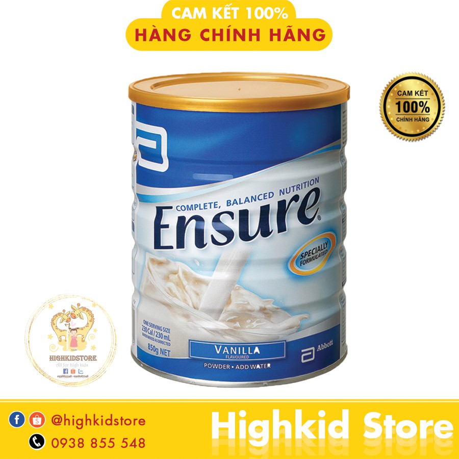 Sữa Ensure Úc hương Vani 850g - Date T8/2022