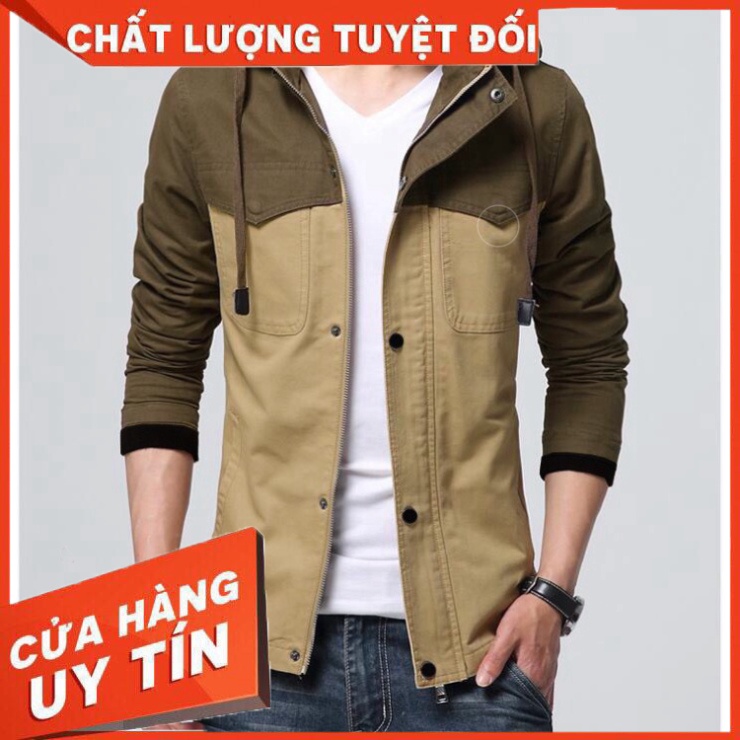 Sỉ áo khoác kaki nam có nón nút gài AKK15 - Hàng nhập khẩu