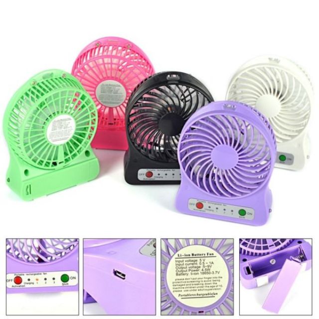 Quạt 3 Tốc Độ Dùng Pin Sạc-Có Đèn Pin | BigBuy360 - bigbuy360.vn