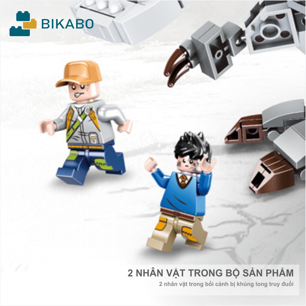 Mô hình lắp ráp khủng long cho bé 482 chi tiết, đồ chơi lắp ráp khủng long t rex cỡ lớn, BIKABO