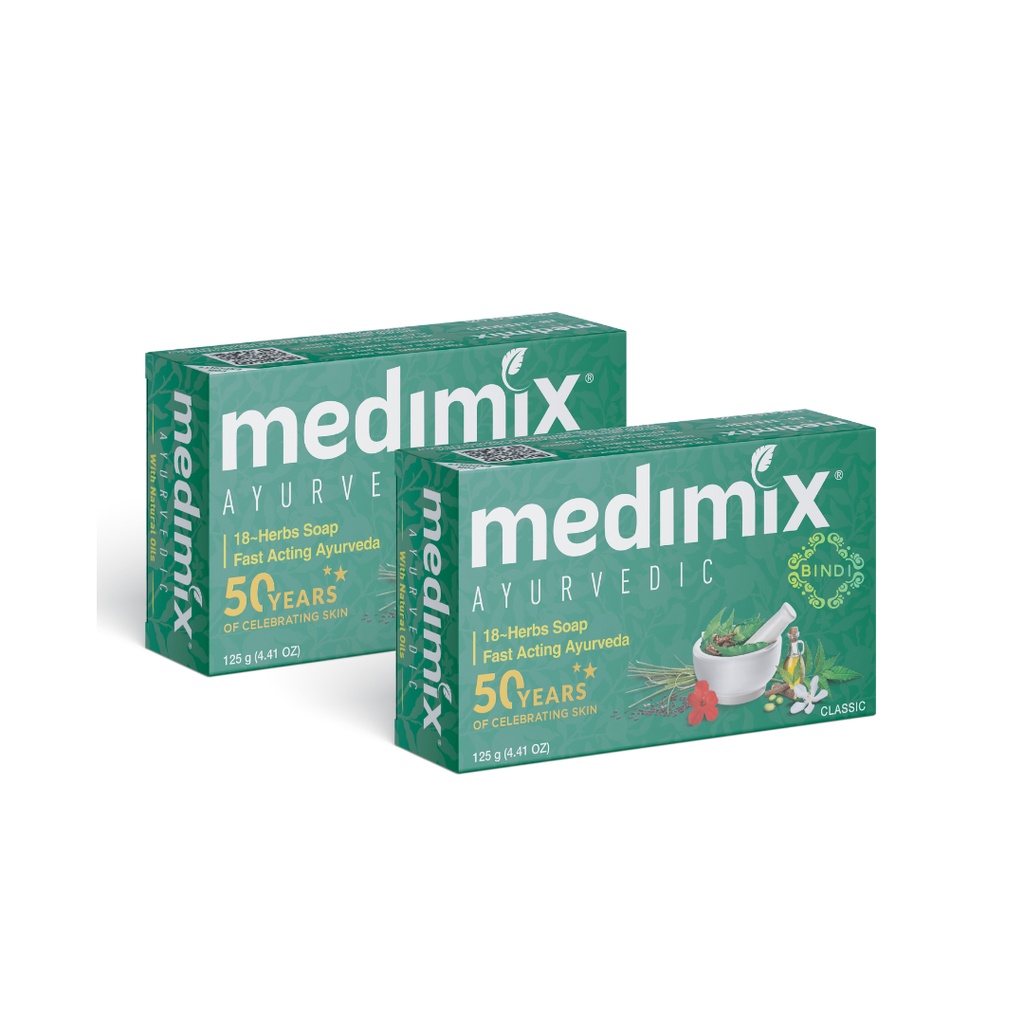 Set 2 Xà phòng Medimix 18 Loại Thảo Dược Ayurveda Tác Động Nhanh 125g/bánh