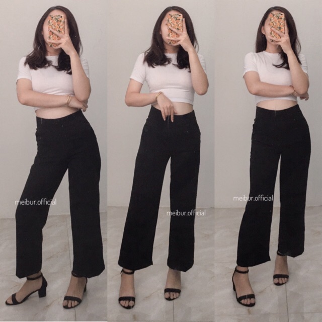 (CÓ BIG SIZE) Quần ống suông culottes ulzzang đen dự tiệc du lịch đi học công sở