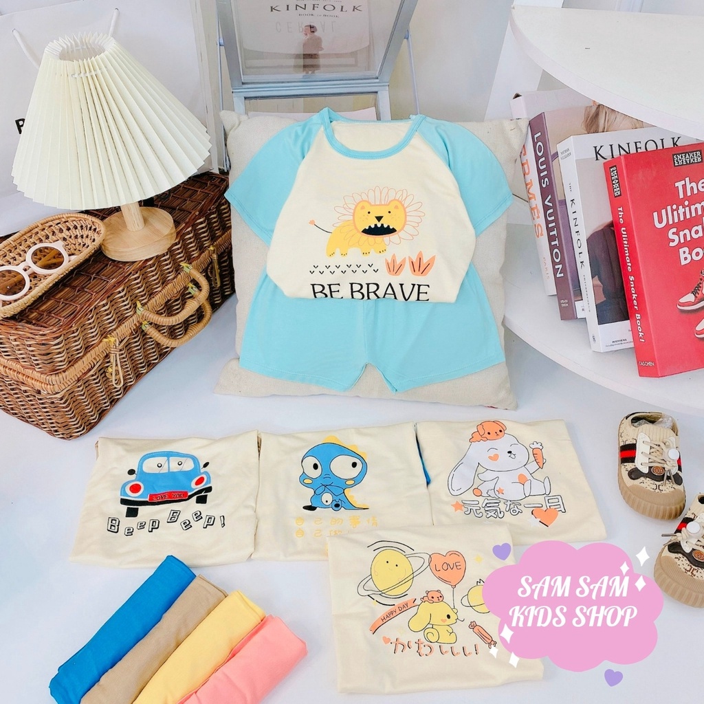 Bộ Quần Áo Bé Trai Bé Gái Cộc Tay- Vải Thun Lạnh - Quần Áo dễ thương cho bé