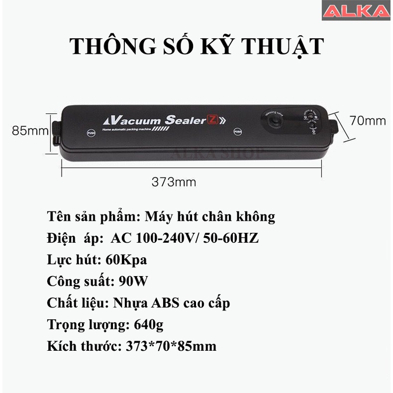 Máy hút chân không thực phẩm kiêm máy hàn miệng túi cao cấp Vacuum Sealer .