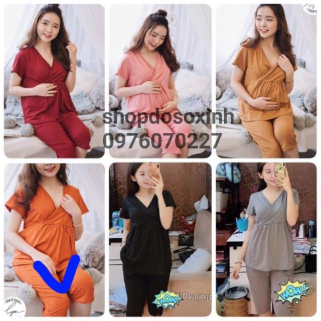 [Bộ lửng và dài] bầu và sau sinh cotton co giãn loại 1