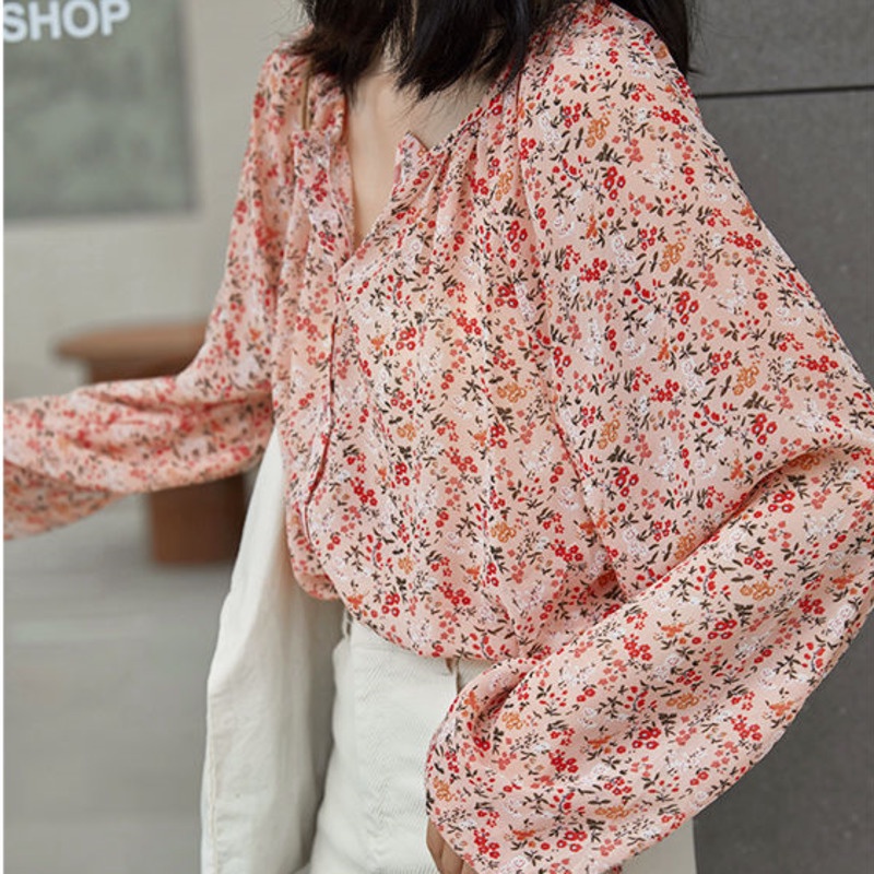 Áo Sơ Mi Họa Tiết Hoa Phong Cách Mùa Thu Mới Thanh Lịch Cho Nữ