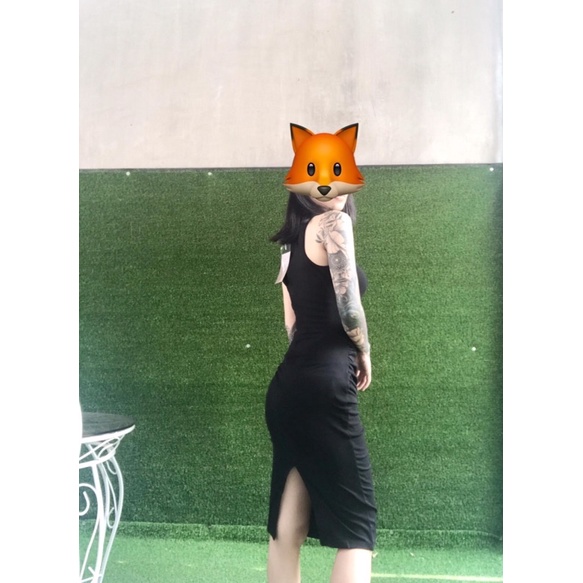 Váy body ôm dáng dài qua gối fom ba lỗ thanh lí