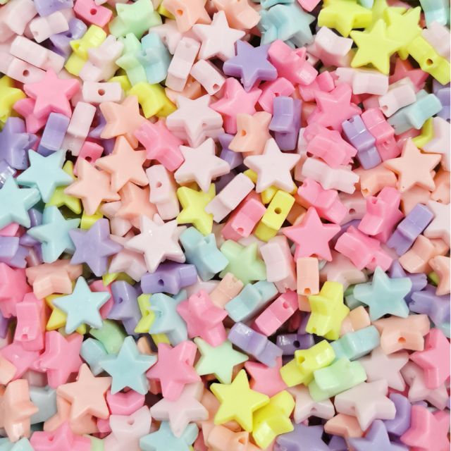 Hạt nhựa ngôi sao nhiều màu xỏ lỗ 2 đầu